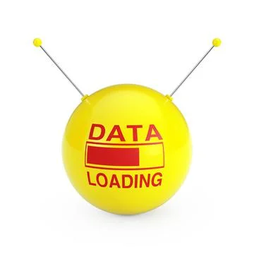 Progress Bar Showing Data Loading with Abstract Yellow Data Sphere. 3d Render イラスト素材