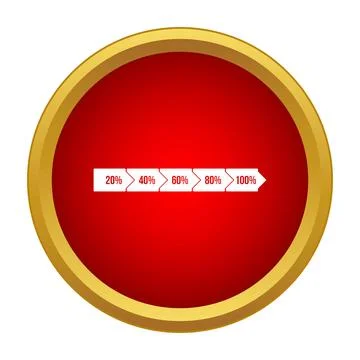 Progress bar showing percentage completion in a red circle Stock Illustration