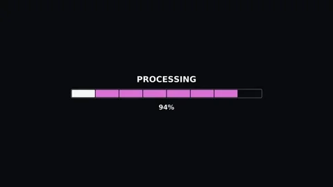 Progress bar showing processing status reaching completion at 100 percent Stock Footage 325752699