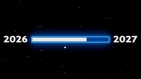 Progress bar shows transition from 2026 to 2027 Ilustración de archivo