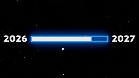 Progress bar shows transition from 2026 to 2027 스톡 일러스트