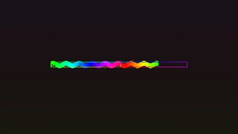 Progress bar shows video cutting process with multicolor animation on dark .. Stock Footage 324797935