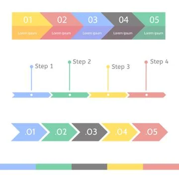 Progress bar statistic concept. Business process step by step. Timeline Stock Illustration