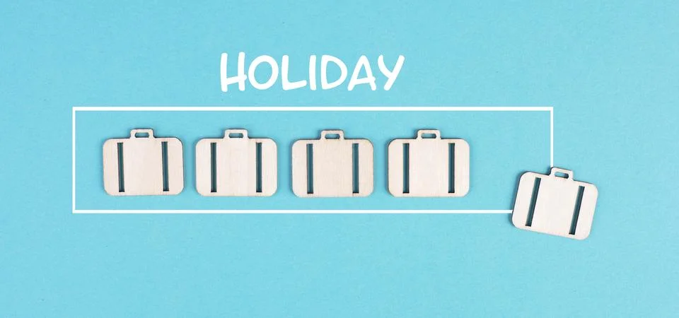 Progress bar with suitcases, holiday loading ist standing on the paper, planning Stock Photos