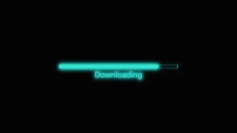 Progress bar with the text downloading animated on a dark background. Stock Footage 259767063