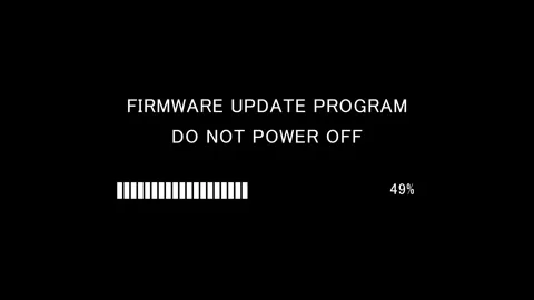 Progress bar with text firmware update program do not power off on black Vídeos de archivo 338371348