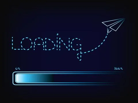 Progress bar with text Loading as paper airplane trail 스톡 일러스트