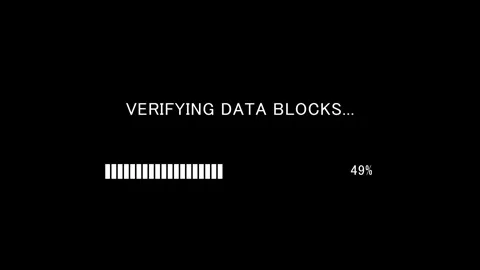 Progress bar with text Verifying Data Blocks on black background Stock Footage 338190649