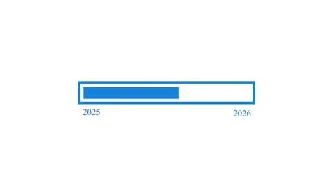 Progress Bar Transition from 2025 to 2026, Minimal Loading Bar 2025 to 2026.. Vídeos de archivo 309965820