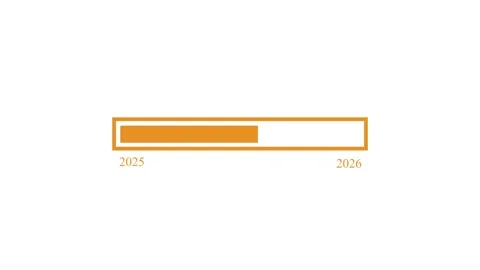 Progress Bar Transition from 2025 to 2026, Minimal Loading Bar 2025 to 2026.. Stock Footage 309965825