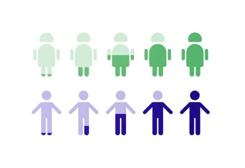 Progress bar ui and infographic element. Human and robot technology icon. Stock Illustration