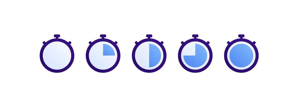 Progress bar ui and infographic element. Stop watch icon set Stock Illustration