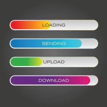 Progress bar Upload Download web button Ilustración de archivo
