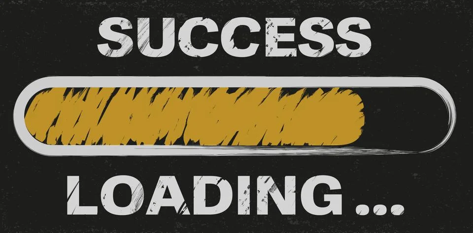 Progress bar with words success loading Stock Illustration