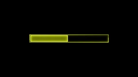 Progress bar in yellow neon light style loading on black background for dig.. Stock Footage 334829665