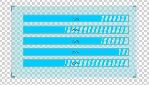 Progress bars are showing varying percentages on teal flat design panel, Ilustração Stock