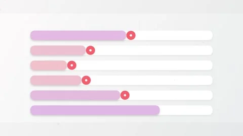 Progress Bars Loading Animation - Pink and Purple UI Elements on White Back.. Stock Footage 346660233