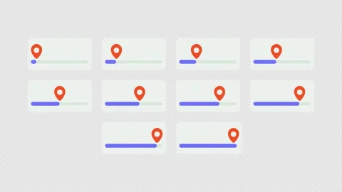 Progress bars with location pin animated data visualization UI element set Video stock 334871008
