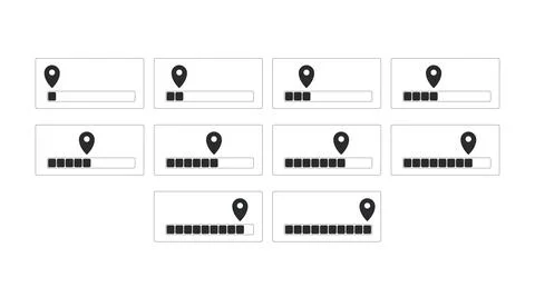 Progress bars with location pin modern line style data visualization elemen.. Stock Illustration