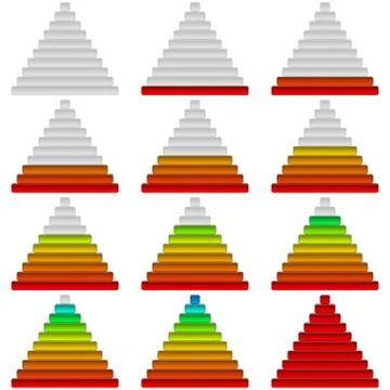 Progress bars, set, pyramids Stock Illustration