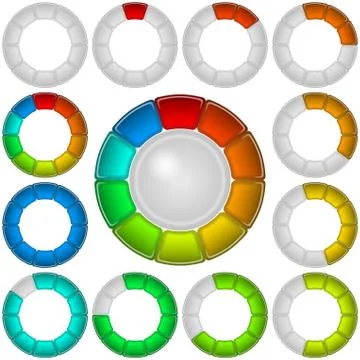 Progress bars, set, round Stock Illustration