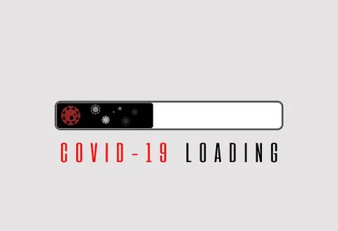 Progress black loading bar with virus icons. Stock Illustration