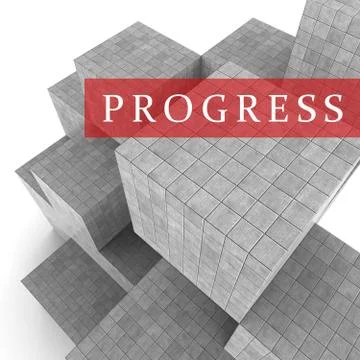 Progress Blocks Indicates Advancement Progression And Headway 3d Rendering Ilustración de archivo