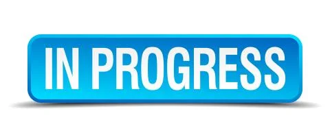 In progress blue 3d realistic square isolated button Stock Illustration