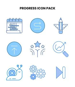 Progress Blue Graphics Icons Pack Stock Illustration