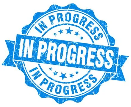 In progress blue grunge seal isolated on white background Stock Illustration