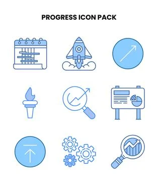 Progress Blue UI Icons Pack 스톡 일러스트