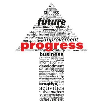 Progress business concept made with words drawing a arrow. Easy color change Ilustración de archivo