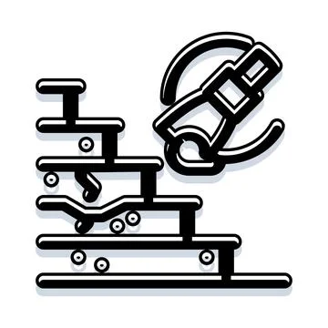 Progress challenge with difficulty obstacle on abstract stairs Stock Illustration