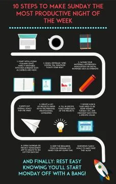 Progress chart how to make sunday the most productive day of the week. Vector Illustrazione stock