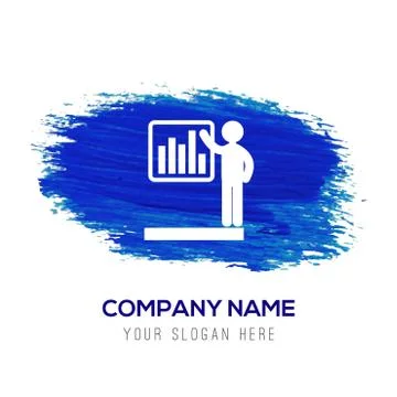Progress chart Icon - Blue watercolor background Stock Illustration