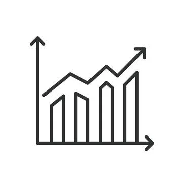 Progress chart, icon in line design. Progress, chart, growth, tracking イラスト素材