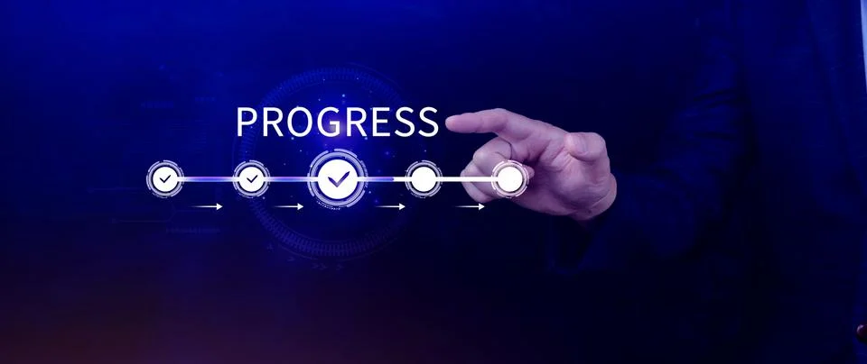 Progress concept, touching to tick correct mark in checklist with progressi.. 写真素材