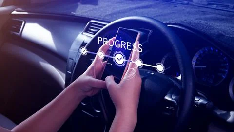 Progress concept, touching to tick correct mark in checklist with progressi.. Stock Photos