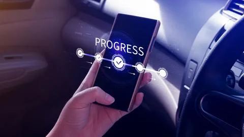 Progress concept, touching to tick correct mark in checklist with progressi.. 写真素材