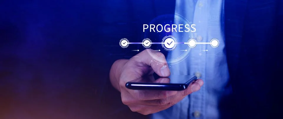 Progress concept, touching to tick correct mark in checklist with progressi.. 写真素材