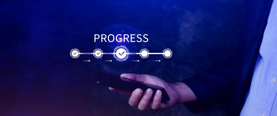 Progress concept, touching to tick correct mark in checklist with progressi.. 写真素材