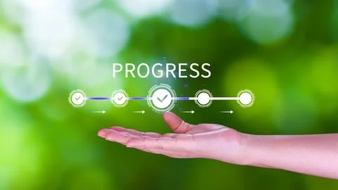 Progress concept, touching to tick correct mark in checklist with progressi.. 写真素材