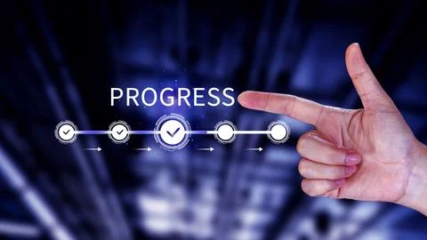 Progress concept, touching to tick correct mark in checklist with progressi.. 写真素材