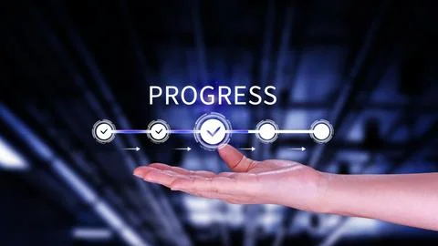 Progress concept, touching to tick correct mark in checklist with progressi.. 写真素材
