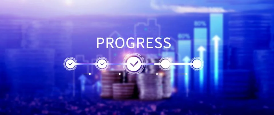 Progress concept, touching to tick correct mark in checklist with progressi.. 写真素材