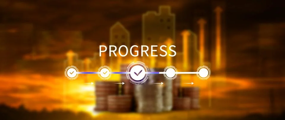 Progress concept, touching to tick correct mark in checklist with progressi.. Stock Photos