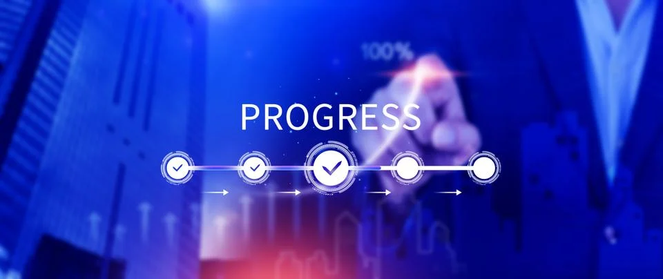Progress concept, touching to tick correct mark in checklist with progressi.. 写真素材