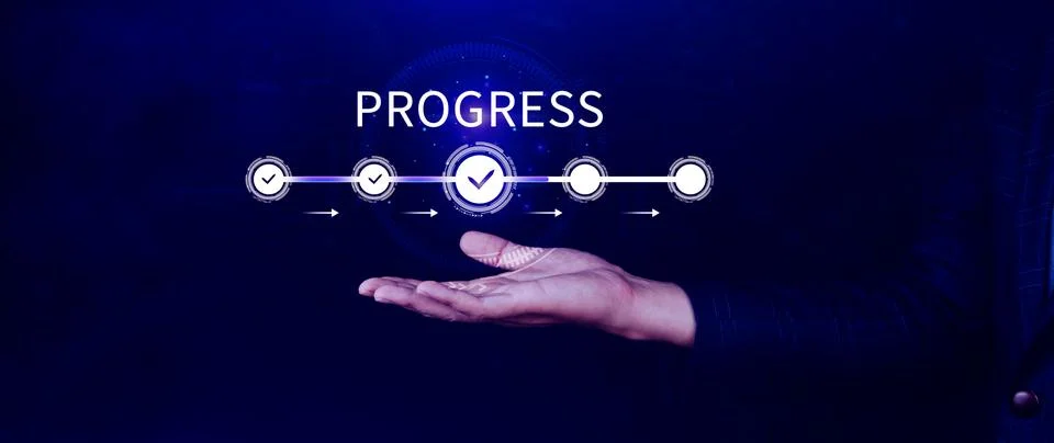 Progress concept, touching to tick correct mark in checklist with progressi.. 写真素材