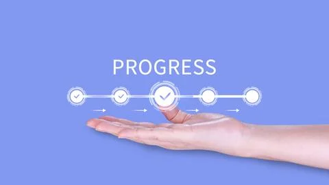 Progress concept, touching to tick correct mark in checklist with progressi.. Stock Photos