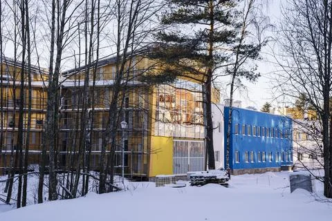 The progress of the construction of the kindergarten building. Foto stock